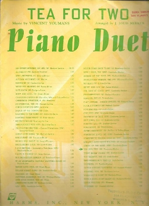 Picture of Tea for Two, Vincent Youmans, arr. for piano duet by J. Louis Merkur, sheet music