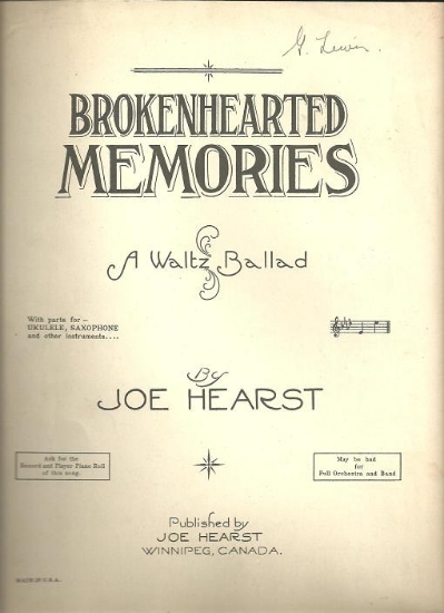 Picture of Brokenhearted Memories, Joe Hearst, sheet music
