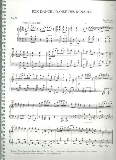 Picture of Fox Dance, Danse des Renards, Leo Weiner, piano solo, sheet music, pdf copy 