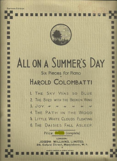 Picture of All on a Summer's Day, Harold Colombatti, piano solo folio