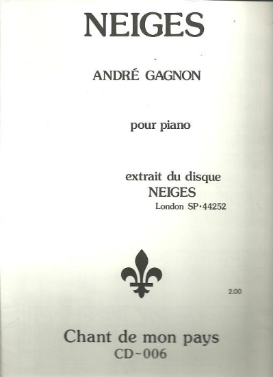Picture of Neiges, Andre Gagnon, piano solo sheet music