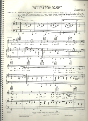 Picture of Touch the Hand, Conway Twitty, sheet music