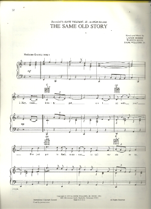 Picture of The Same Old Story, Lamar Morris/ Warren Smith/ Hank Williams Jr., sheet music