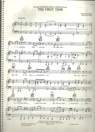 Picture of The First Time, Jack Grayson, sung by Freddie Hart, sheet music