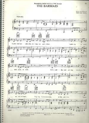 Picture of The Barmaid, Tony Joe White, sung by David Wills, sheet music