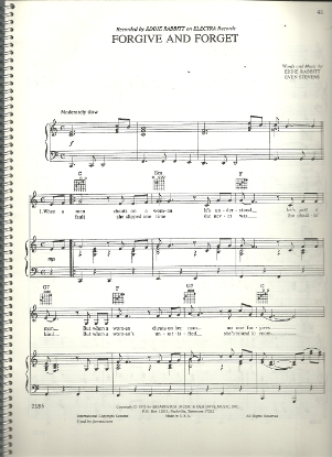 Picture of Forgive and Forget, Eddie Rabbitt & Even Stevens, sheet music