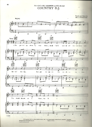 Picture of Country D. J., Bill Anderson, sheet music