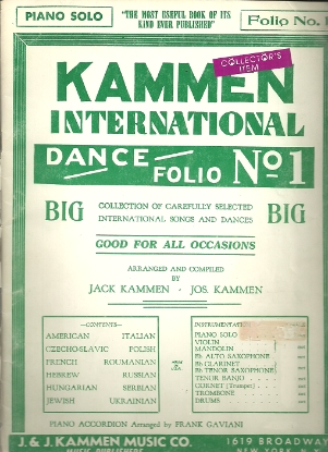 Picture of Kammen International Dance Folio No. 1, piano/accordion sheet music folio