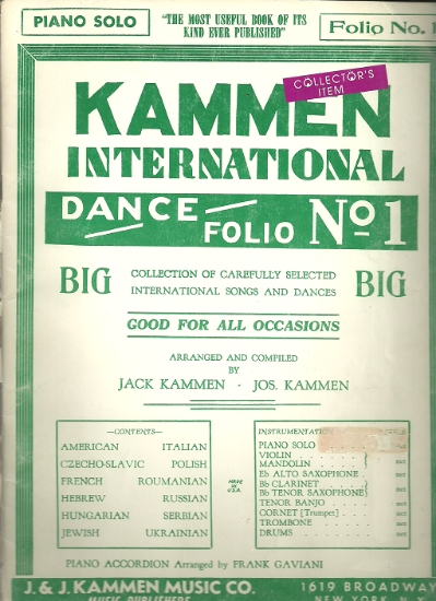 Picture of Kammen International Dance Folio No. 1, piano/accordion sheet music folio