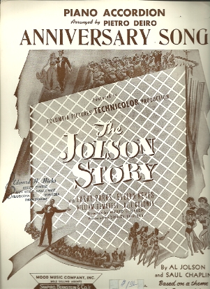 Picture of Anniversary Song, from "The Jolson Story", Ivanovici/Saul Chaplin/Al Jolson, arr. Pietro Deiro, accordion solo sheet music