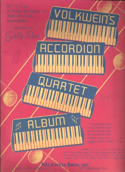 Picture of Volkwein's Accordion Quartet Album, arr.Galla-Rini, conductor's score, sheet music folio