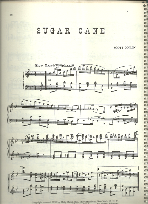 Tredwells-Music.com|Sugar Cane Rag, Scott Joplin, piano solo sheet ...