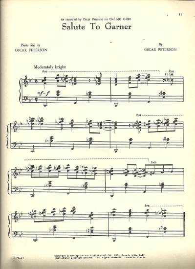 Picture of Salute to Garner, Oscar Peterson, piano solo sheet music