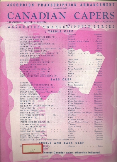 Picture of Canadian Capers, Gus Chandler, Bert White & Henry Cohen, arr. Frank Gaviani, accordion solo sheet music