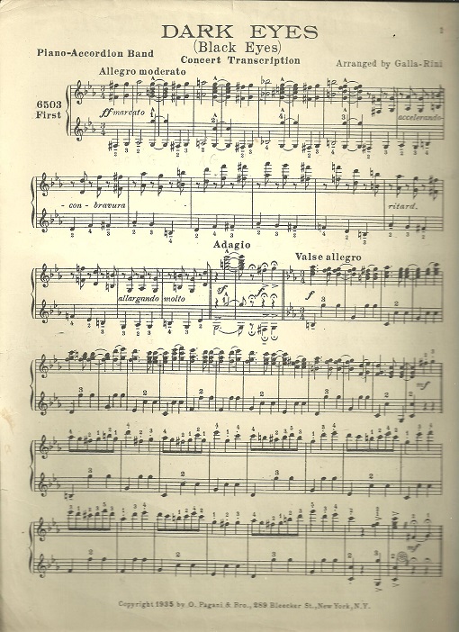 Tredwells-Music.com|Dark Eyes, Russian Folk Song, arr. by A.Galla-Rini ...