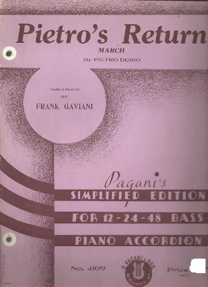 Picture of Pietro's Return, Pietro Deiro, arr. Frank Gaviani, accordion solo sheet music