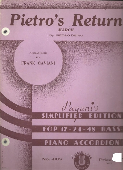 Picture of Pietro's Return, Pietro Deiro, arr. Frank Gaviani, accordion solo sheet music