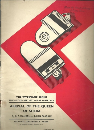 Picture of Arrival of the Queen of Sheba, G. F. Handel, arr. Brian Easdale, piano duo, sheet music folio