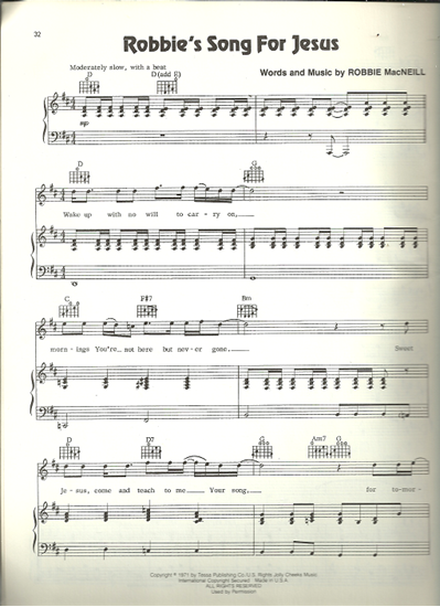 Picture of Robbie's Song for Jesus, Robbie MacNeill, sung by Anne Murray