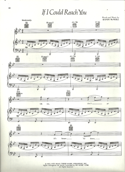 Picture of If I Could Reach You, Randy McNeill, sung by Marilyn McCoo & the Fifth Dimension, sheet music
