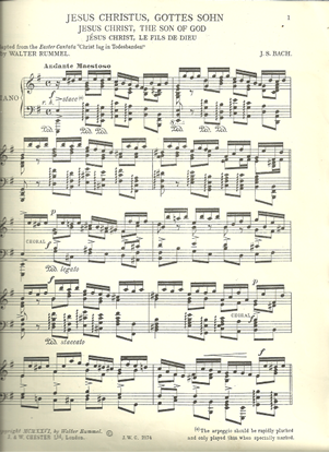 Picture of Jesus Christus Gottes Sohn, Jesus Christ the Son of God, J. S. Bach, transc. Walter Rummel, piano solo 