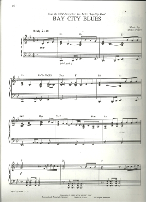 Picture of Bay City Blues, TV show theme, Mike Post, piano solo sheet music