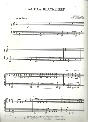 Picture of Baa Baa Black Sheep, TV show theme, Mike Post, piano solo, sheet music