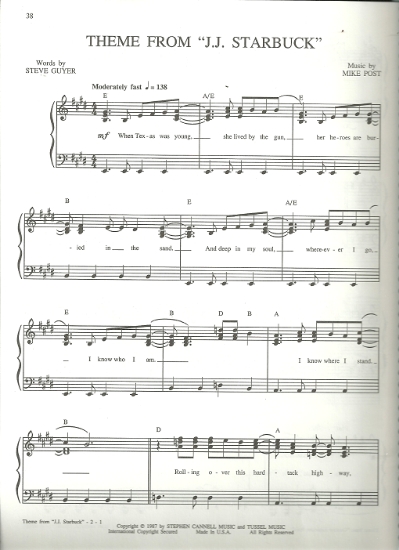 Picture of Theme from "J. J. Starbuck", Steve Guyer & Mike Post, sheet music