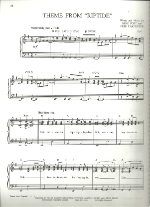 Picture of Theme from "Riptide", Pete Carpenter & Mike Post, sheet music
