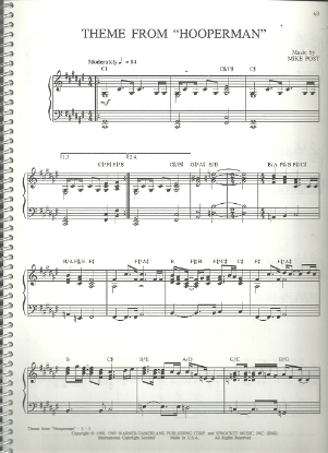 Picture of Theme from "Hooperman", Mike Post, piano solo, sheet music