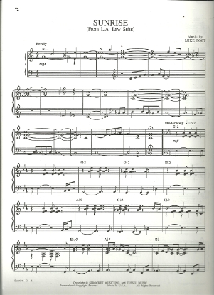 Picture of L. A. Law Suite: Sunrise/ Still Alive on the 405/ The Coastline/ Legal Love/ Sunset, Mike Post, piano solo, sheet music