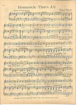 Picture of Homesick That's All, Gordon Jenkins, sung by Bing Crosby
