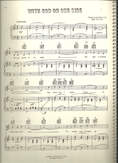 Picture of With God on Our Side, Bob Dylan, sheet music