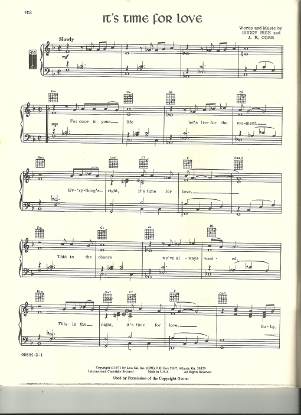 Picture of It's Time for Love, Buddy Buie & J. R. Cobb, performed by Dennis Yost & the Classics IV, sheet music, pdf copy 