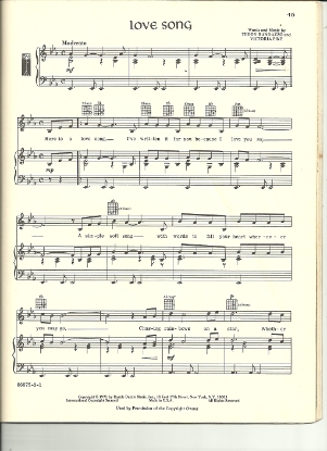 Picture of Love Song, Teddy Randazzo & Victoria Pike, performed by The Vogues, sheet music, pdf copy
