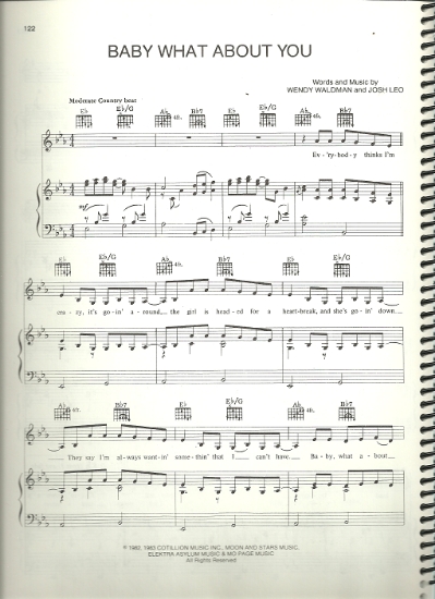 Picture of Baby What About You, Wendy Waldman & Josh Leo, recorded by Crystal Gayle, pdf copy