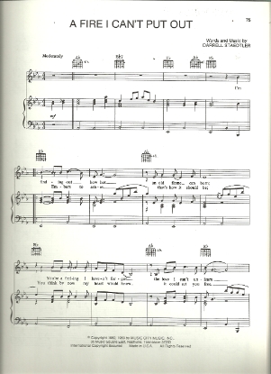 Picture of A Fire I Can't Put Out, Darrell Staedtler, sung by George Strait, sheet music