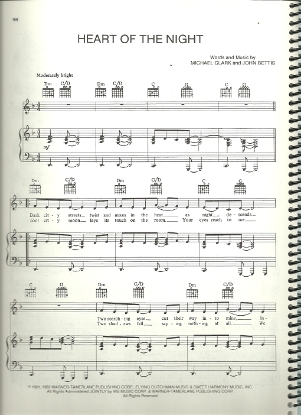 Picture of Heart of the Night, Michael Clark & John Bettis, sung by Juice Newton, sheet music, pdf copy