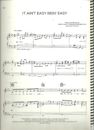 Picture of It Ain't Easy Bein' Easy, Mark Gray/ Shawna Harrington/ Les Taylor, sung by Janie Fricke, sheet music