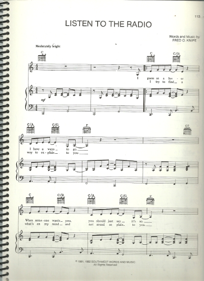 Picture of Listen to the Radio, Fred O. Knipe, sung by Don Williams, pdf copy 