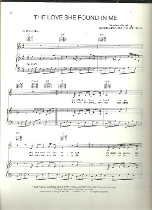 Picture of The Love She Found in Me, Dennis Linde & Bob Morrison, sung by Gary Moris, pdf copy 