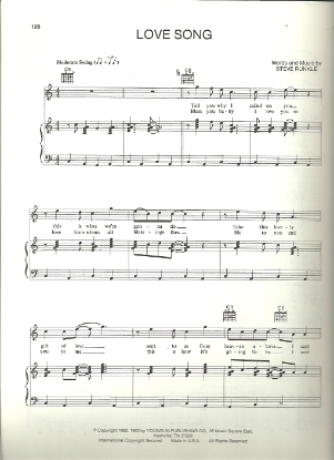 Picture of Love Song, Steve Runkle, sung by The Oak Ridge Boys, sheet music