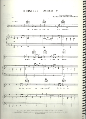Picture of Tennessee Whiskey, Dean Dillon & Linda Hargrove, sung by George Jones, sheet music