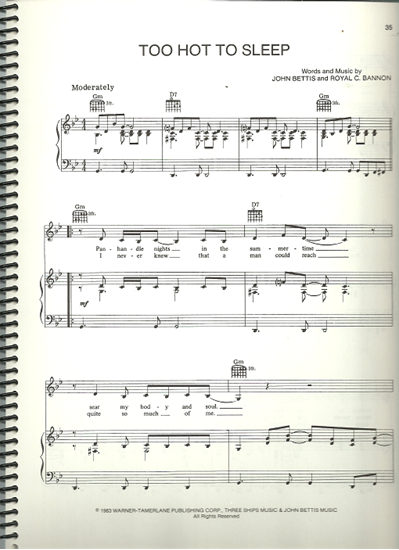 Picture of Too Hot to Sleep, John Bettis & Royal C. Bannon, sung by Louise Mandrell