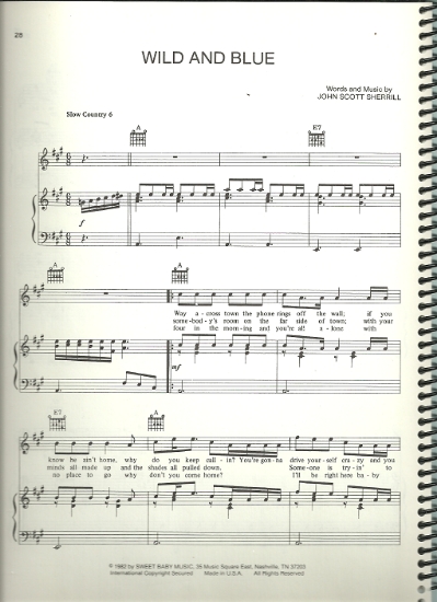 Picture of Wild and Blue, John Scott Sherrill, sung by John Anderson, sheet music