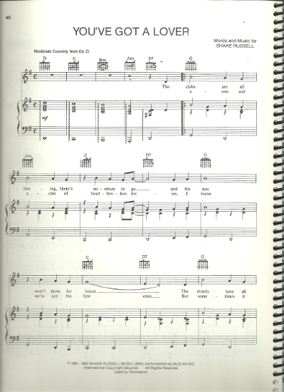 Picture of You've Got a Lover, Shake Russell, recorded by Ricky Scaggs, sheet music