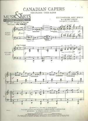 Picture of Canadian Capers, Gus Chandler, Bert White & Henry Cohen, arr. for piano duo by J. Louis Merkur, sheet music