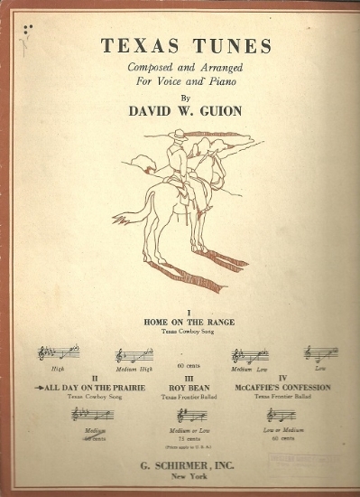 Picture of All Day on the Prairie, from Texas Tunes, David W. Guion