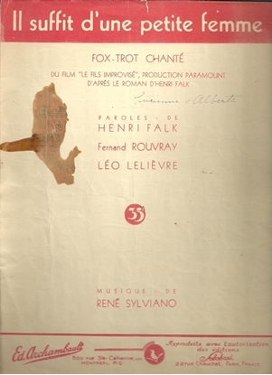 Picture of Il suffit d'une petite femme, du film "Le Fils Improvise", Henri Falk & Rene Sylviano