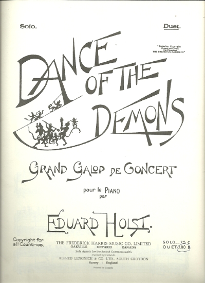 Picture of Dance of the Demons, Grand Galop de Concert, Eduard Holst, piano duet sheet music